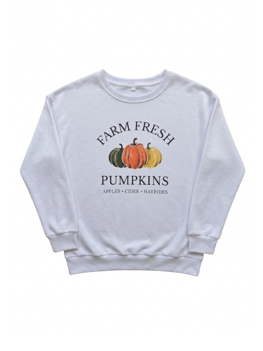 NWOT | White Farm Fresh Pumpkins Apples Cider Graphic Fall Sweatshirt | Medium